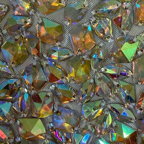 La Femme Strapless Beaded Cocktail Dress Nude Gold Ruched Mini Y2K 8 - Picture 7 of 10